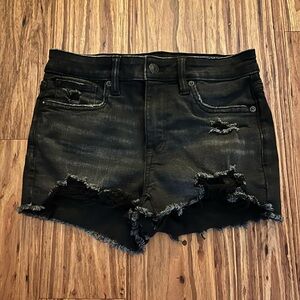 black american eagle next level stretch distressed jean shorts